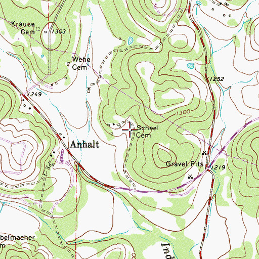 Topographic Map of Scheel Cemetery, TX