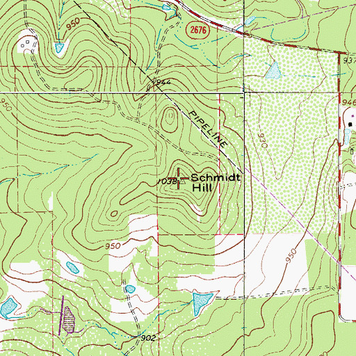 Topographic Map of Schmidt Hill, TX