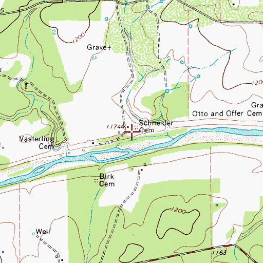 Topographic Map of Schneider Cemetery, TX