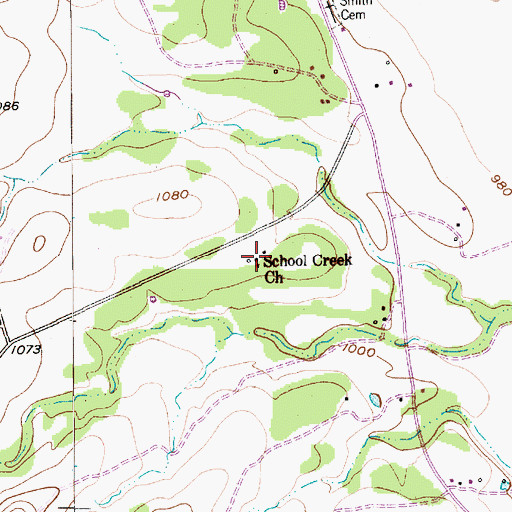 Topographic Map of School Creek Church, TX