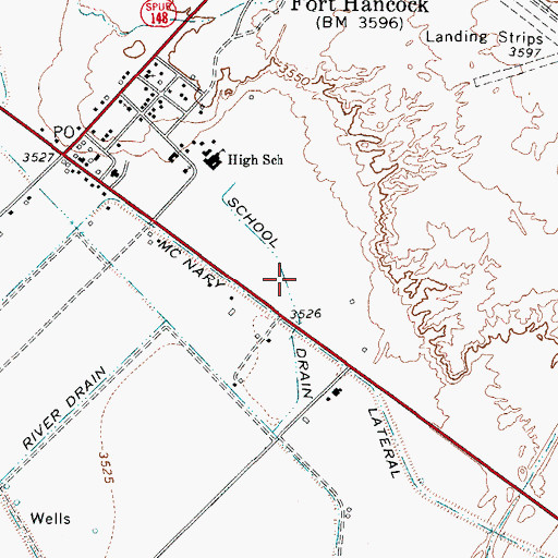 Topographic Map of School Drain, TX