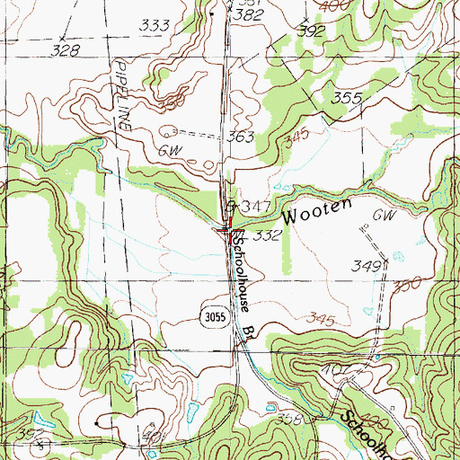 Topographic Map of Schoolhouse Branch, TX