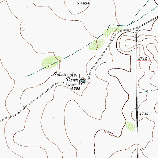 Topographic Map of Schuessler Tank, TX