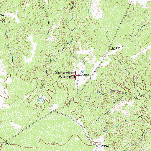 Topographic Map of Schweitzer Windmill, TX