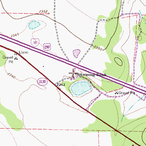 Topographic Map of Schwiening Ranch, TX