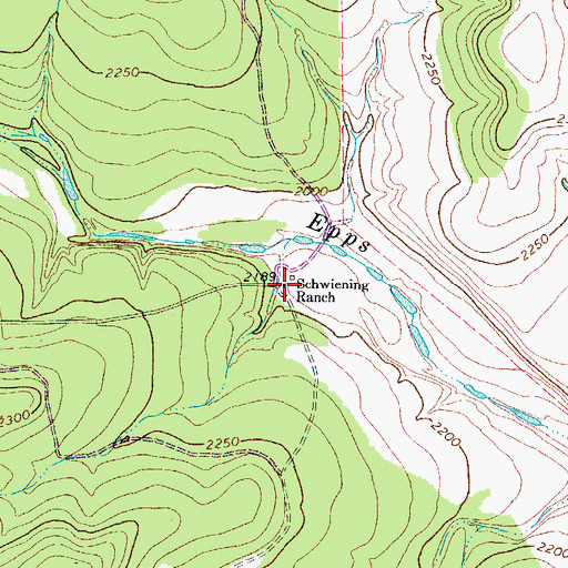 Topographic Map of Schwiening Ranch, TX