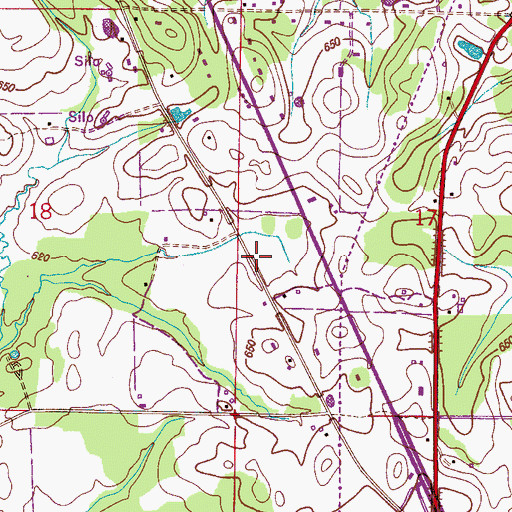 Topographic Map of Masterson Church, AL