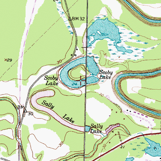 Topographic Map of Scoby Lake, TX