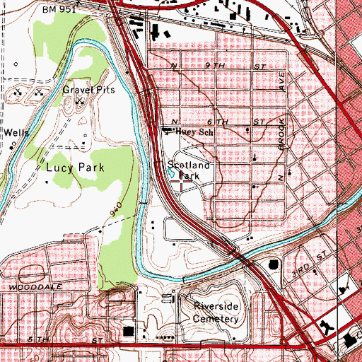 Topographic Map of Scotland Park, TX