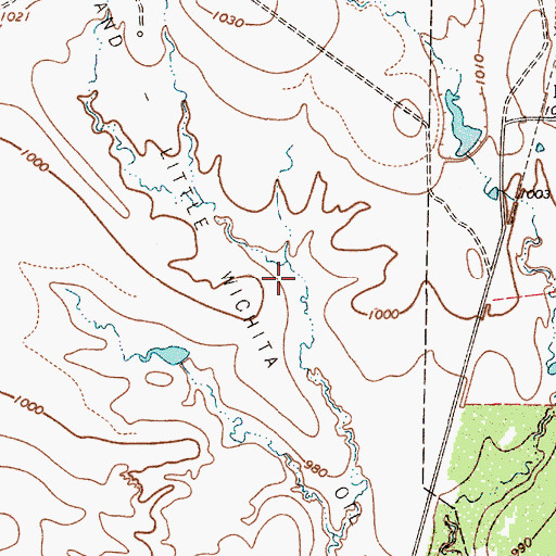 Topographic Map of Scotland-Little Wichita Oil Field, TX