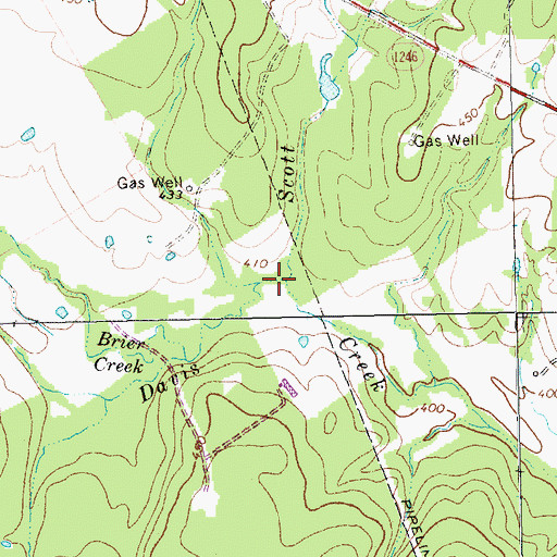 Topographic Map of Scott Branch, TX