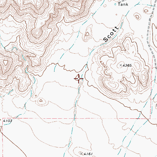 Topographic Map of Scott Canyon, TX