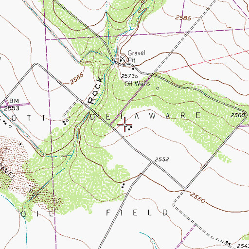 Topographic Map of Scott Delaware Oil Field, TX