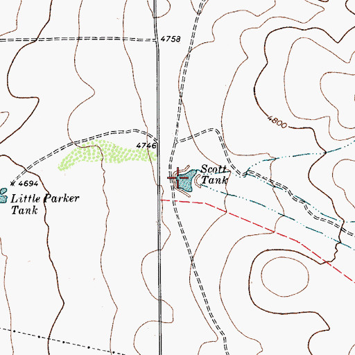 Topographic Map of Scott Tank, TX