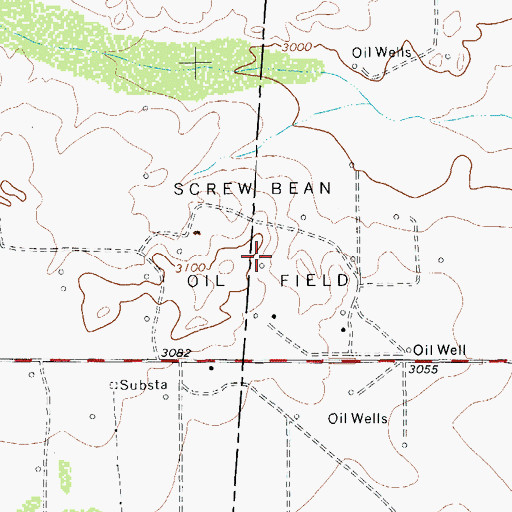 Topographic Map of Screw Bean Oil Field, TX