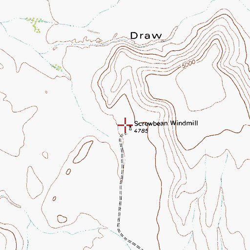 Topographic Map of Screwbean Windmill, TX