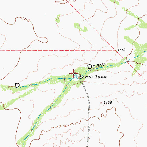 Topographic Map of Scrub Tank, TX