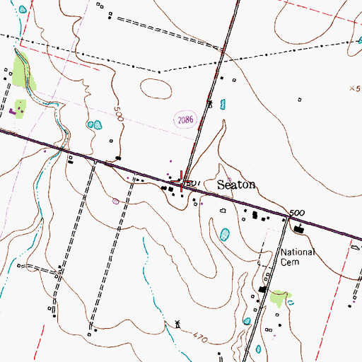 Topographic Map of Seaton, TX