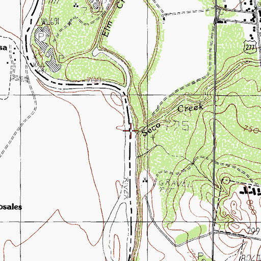 Topographic Map of Seco Creek, TX