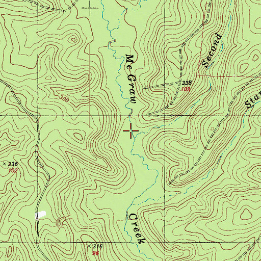 Topographic Map of Second Branch McGraw Creek, TX