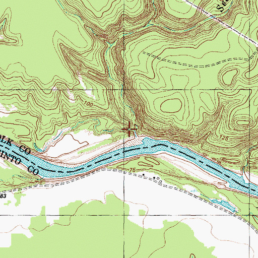 Topographic Map of Second Creek, TX