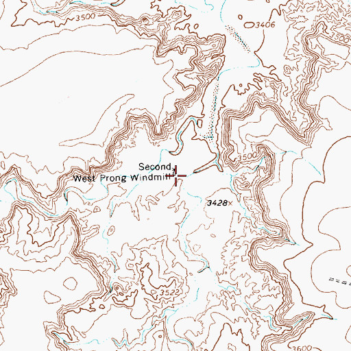 Topographic Map of Second West Prong Windmill, TX