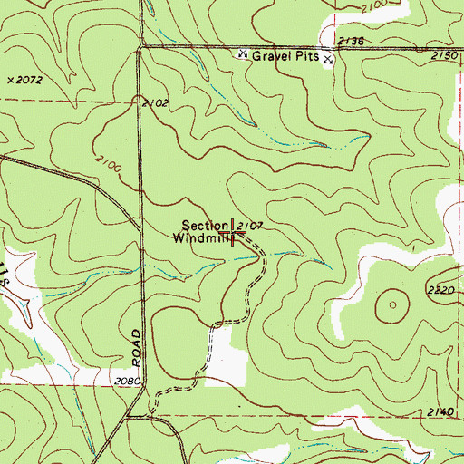 Topographic Map of Section Windmill, TX