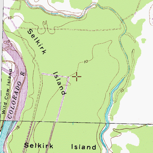 Topographic Map of Selkirk Island, TX