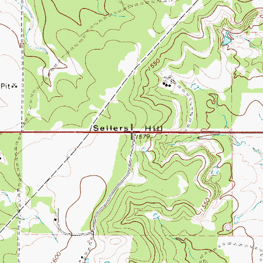 Topographic Map of Sellers Hill, TX