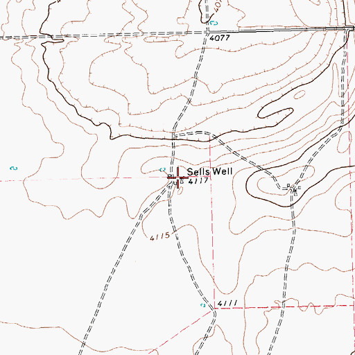 Topographic Map of Sells Well, TX