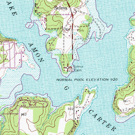 Topographic Map of Selma Cemetery, TX