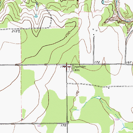 Topographic Map of Sepenter Cemetery, TX