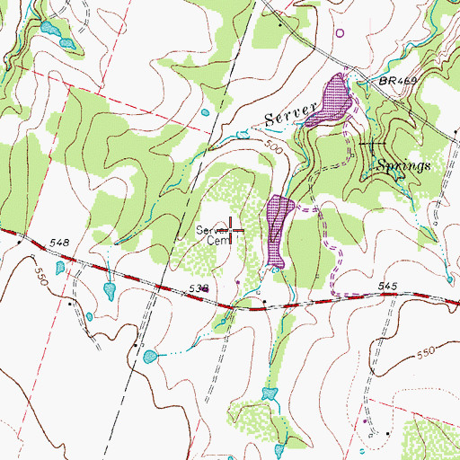 Topographic Map of Server Cemetery, TX