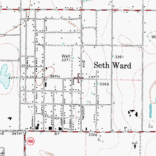 Topographic Map of Seth Ward, TX