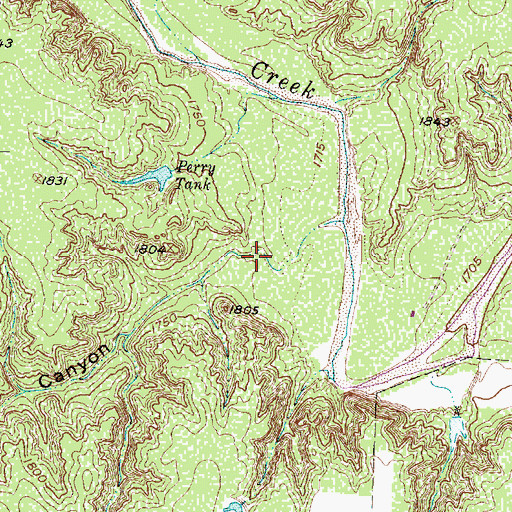 Topographic Map of Seven Diamond L Canyon, TX