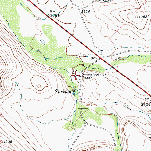 Topographic Map of Seven Springs Ranch, TX