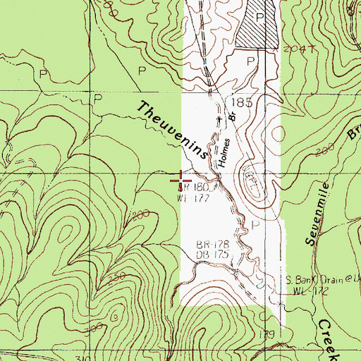 Topographic Map of Sevenmile Branch, TX