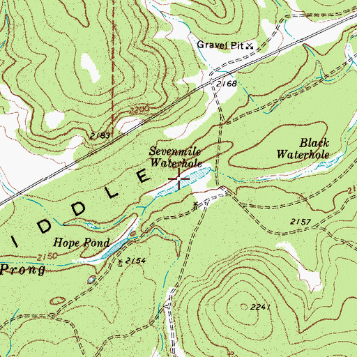 Topographic Map of Sevenmile Waterhole, TX