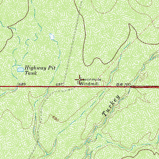 Topographic Map of Sevenmile Windmill, TX