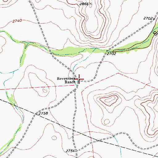 Topographic Map of Seventeen Ranch, TX