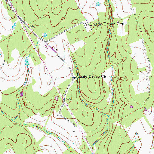 Topographic Map of Shady Grove Church, TX