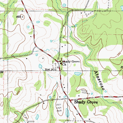 Topographic Map of Shady Grove Church, TX