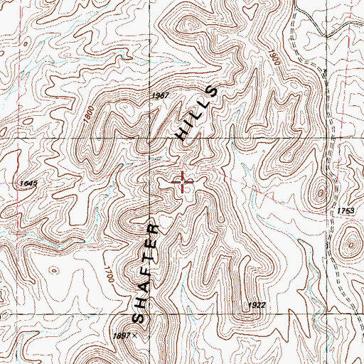 Topographic Map of Shafter Hills, TX