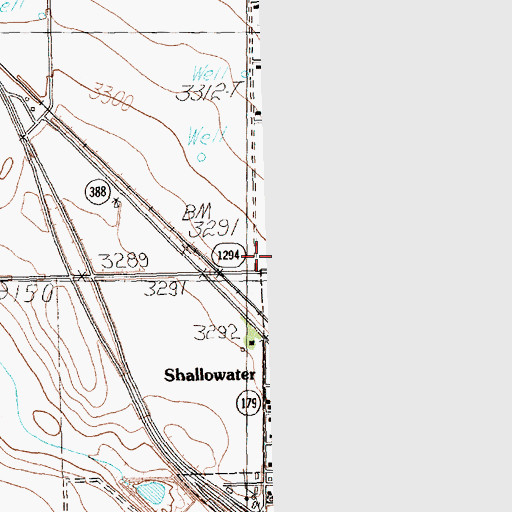 Topographic Map of Shallowater School, TX