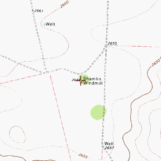 Topographic Map of Shamlin Windmill, TX