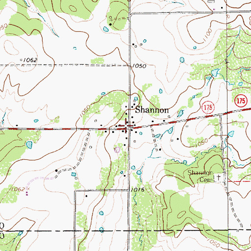 Topographic Map of Shannon, TX