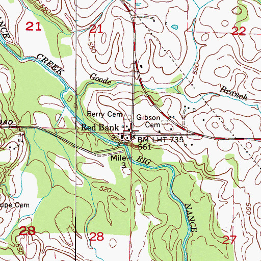 Topographic Map of Red Bank School (historical), AL