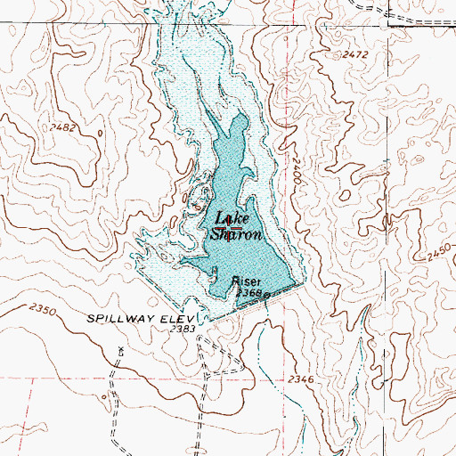 Topographic Map of Lake Sharon, TX