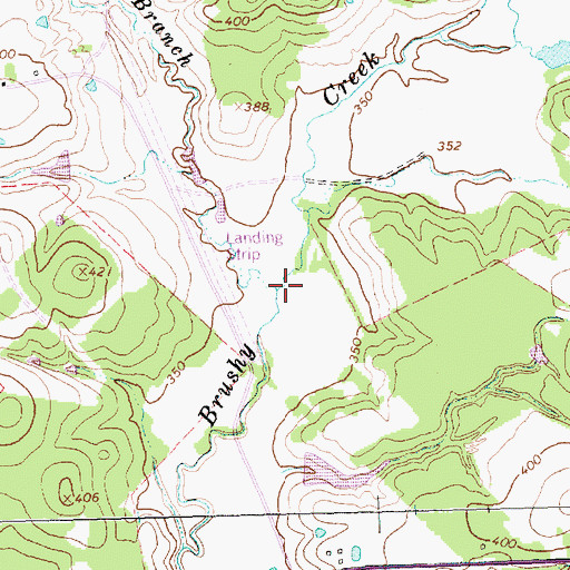 Topographic Map of Shaw Branch, TX