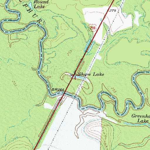 Topographic Map of Shaw Lake, TX